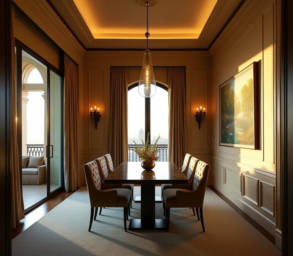 Ultra-luxury presidential suite with private dining and gallery walls